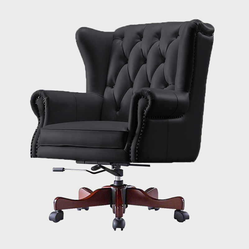 Addy leather executive office chair with ergonomic design, adjustable height, and premium black leather upholstery