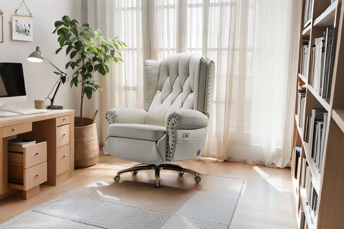 Electric reclining chair showing frame construction and motor components