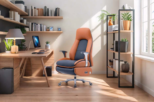 High-back chair ergonomic sitting posture diagram showing proper alignment and positioning