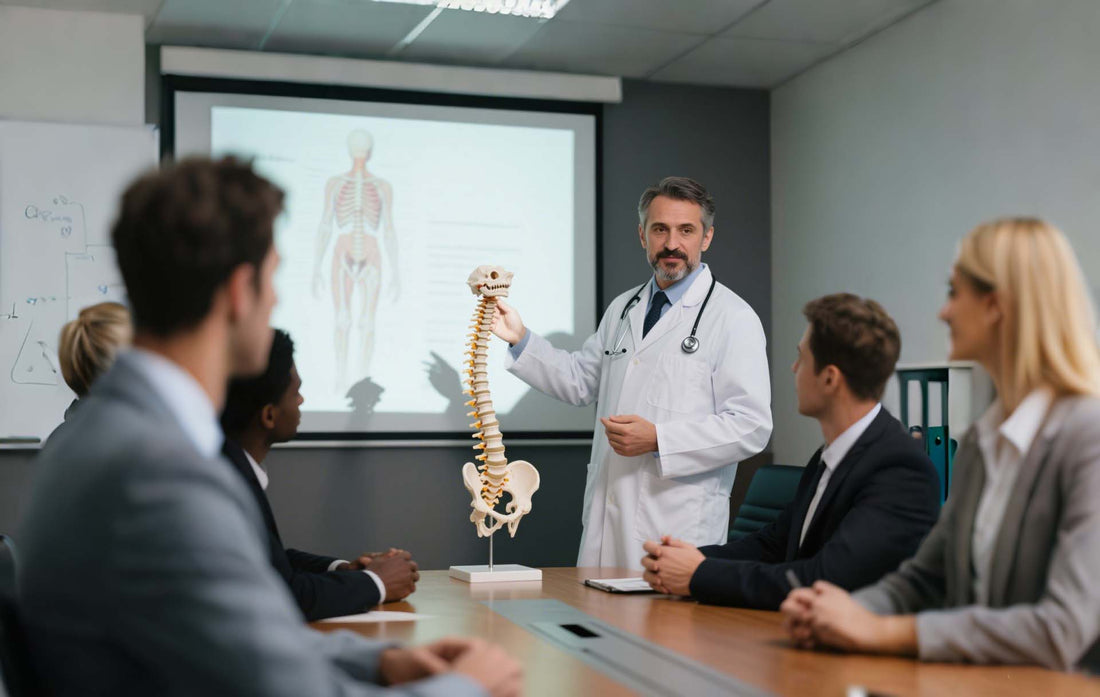 Ergonomic office chair with proper sitting posture demonstration