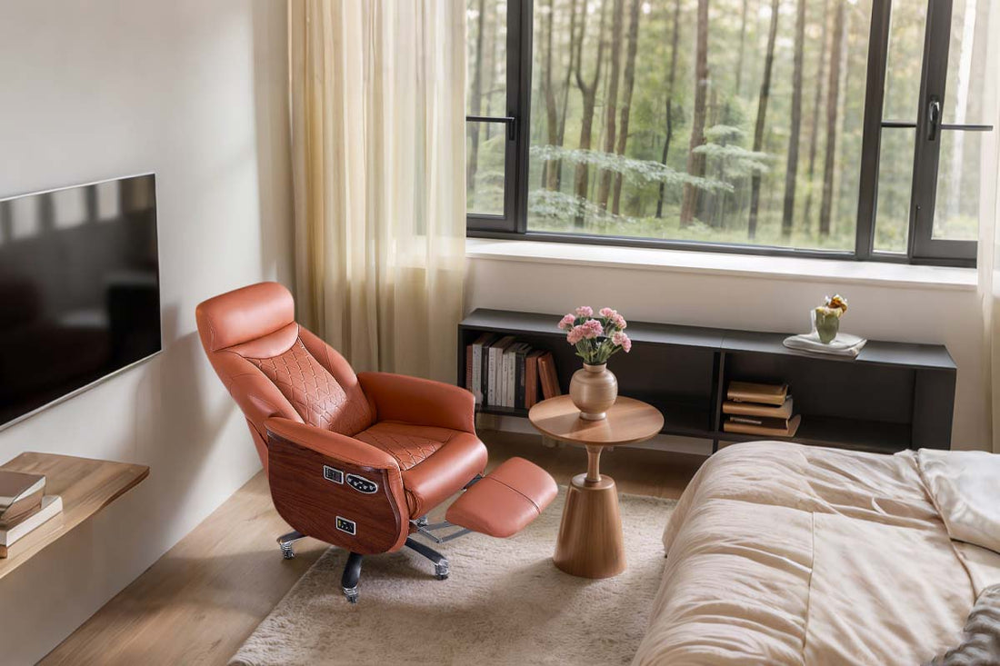 Massage office chair designed for extended sitting with ergonomic features