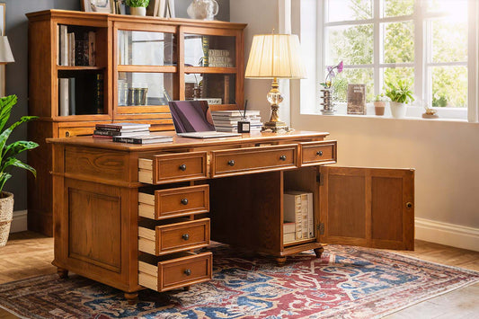 Office desks available on Amazon showing various styles and features