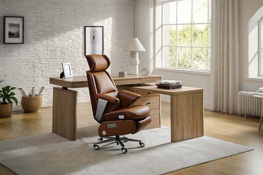 Executive leather office chair showing ergonomic features for extended work periods