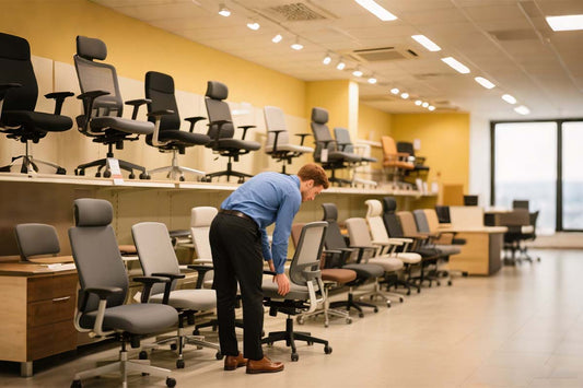 Executive and regular office chairs comparison showing ergonomic features and adjustments