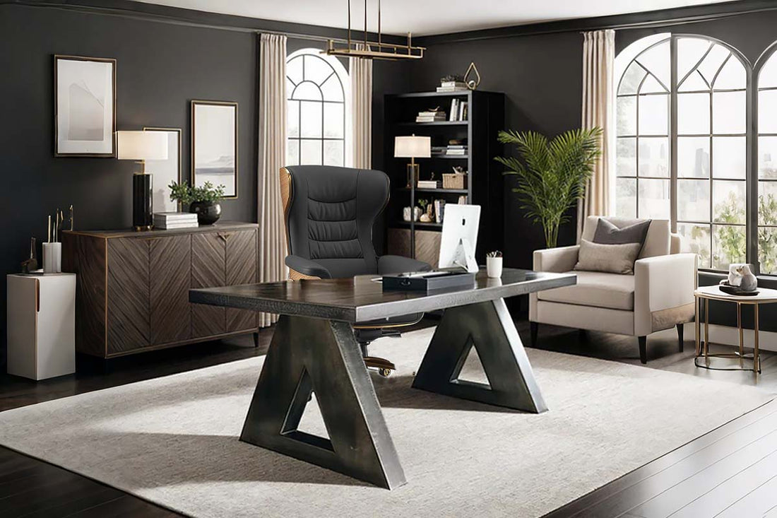 Full-grain leather office chair for executives showing quality construction