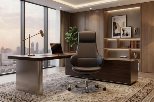 Modern executive leather office chair in luxury executive office interior