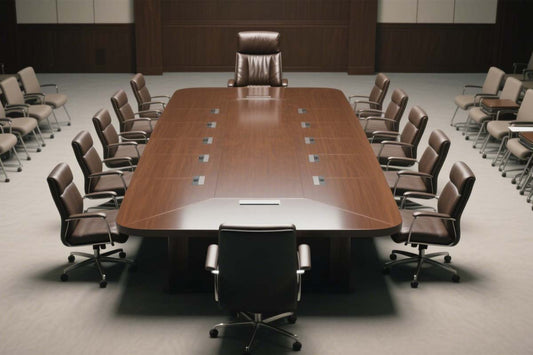 Executive leather office chair in professional meeting setting showing design elements