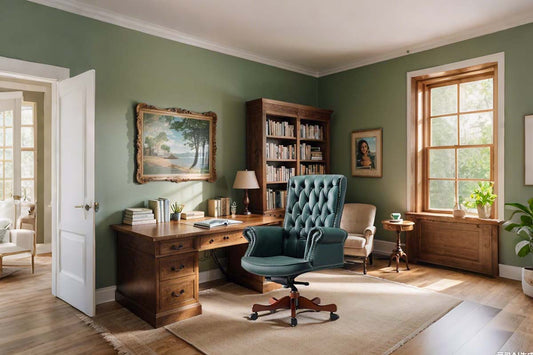 Timeless vintage study design 2026 - dark brown leather office chair with classic furniture and styling elements