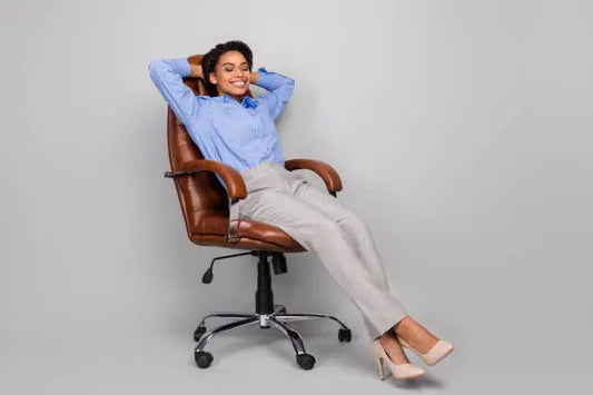 Chiropractor-recommended ergonomic office chair - POVIMO leather executive chair with lumbar support for spine health and posture correction