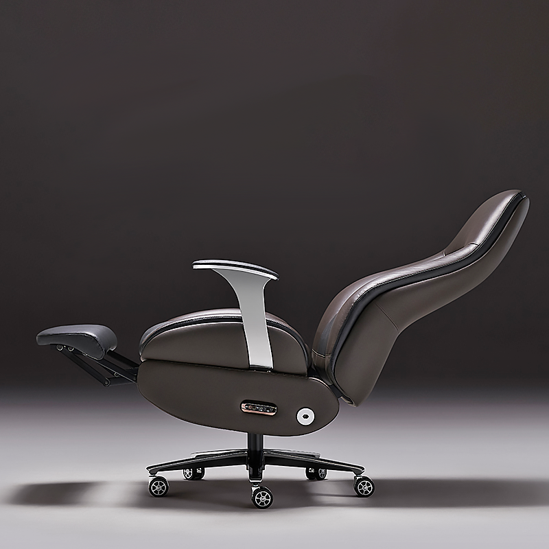 Alex leather executive electric chair with ergonomic back support and gold base