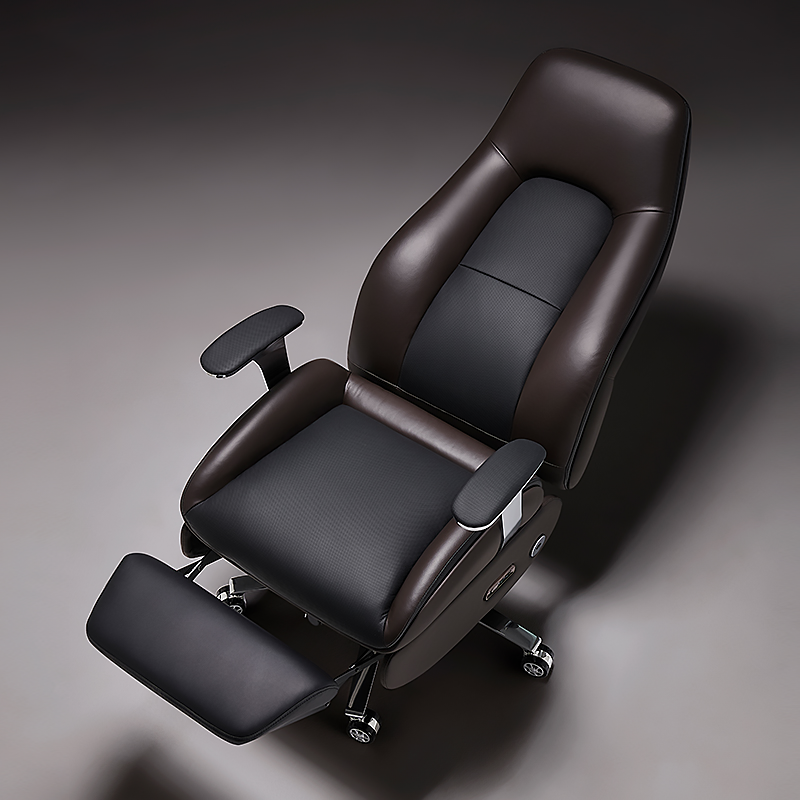 Alex leather executive electric chair with ergonomic back support and gold base