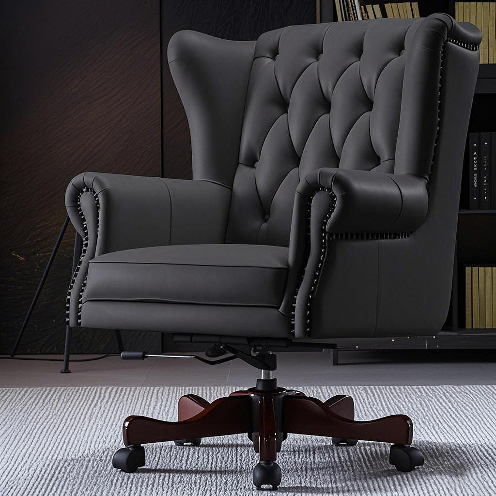 Addy leather executive office chair with ergonomic design, adjustable height, and premium black leather upholstery